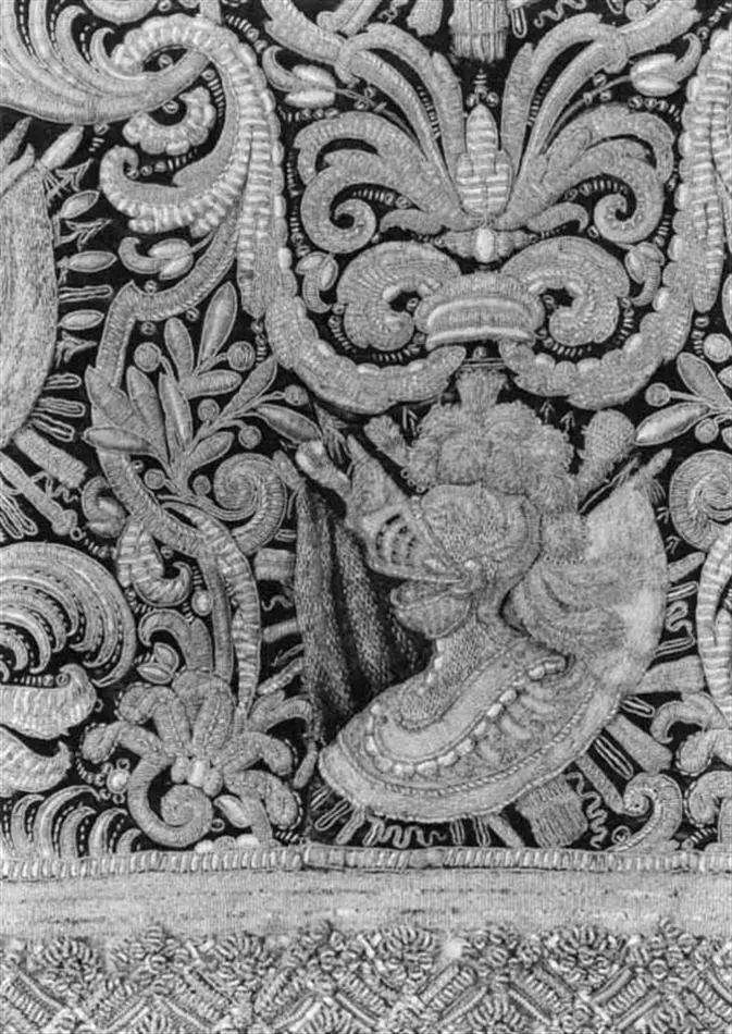 Ett av två utstlag (6048-6049) till drottning Kristinas kröningskaross med trofémotiv, Paris 1650.