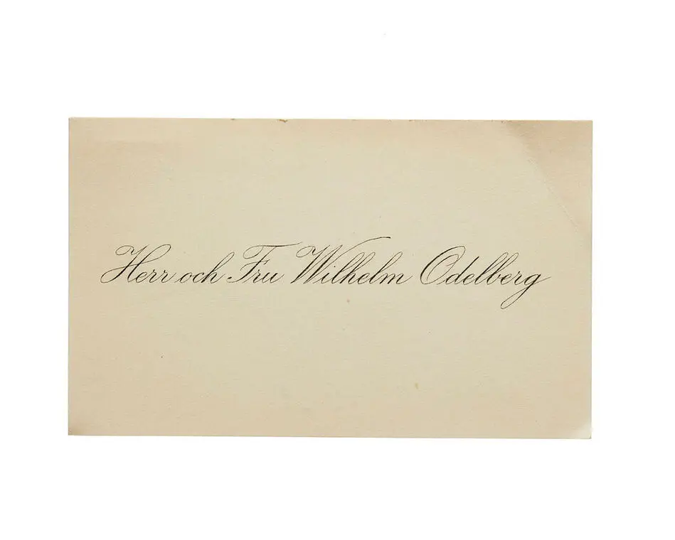 Visitkort från Herr Wilhelm Odelberg och Fru.