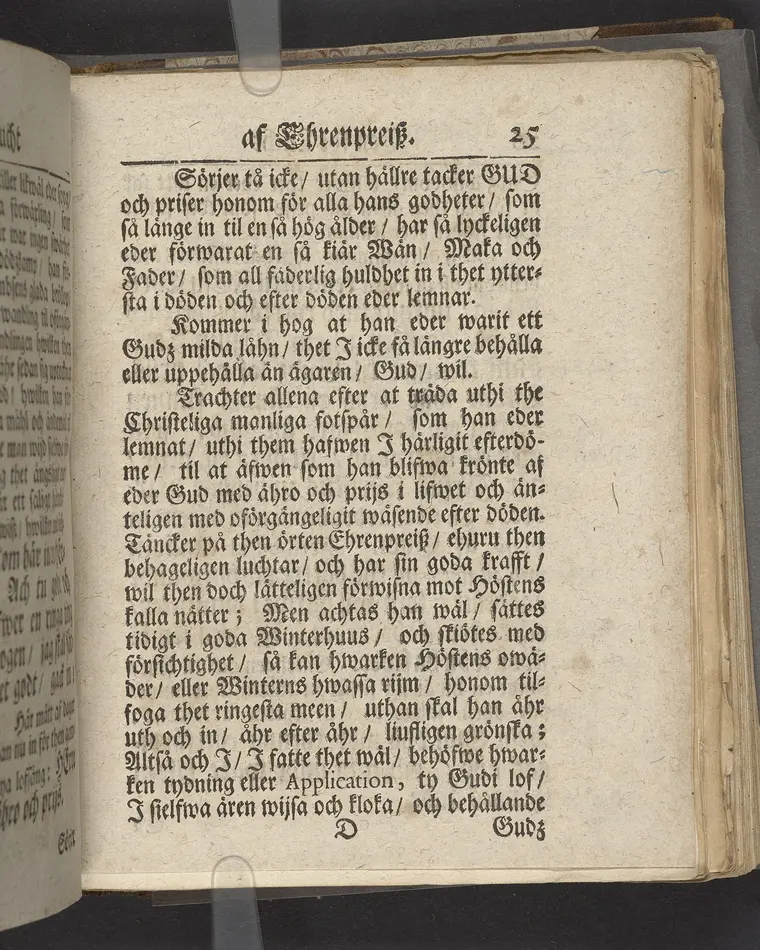 Een söt lucht af Ehrenpreisz, hwilken för thetta öfwer-inspectoren, then ädle och wälborne herren, nu hoos Gud weinnerligen salige, Herr Hans Ehrenpreus, lemnade ... tå thes dödelige deel nedsattes i griften, för altaret, uthi Arboga stadz-kyrckia, den 5. octobr. anno 1711 ... Stockholm, hos Johan H. Werner, kongl. May:tz och Upsala academiæ boktr. Åhr 1711.
