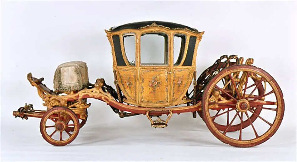 Vagnsmodell, berlinare i rokoko byggd som galavagn, 1750-1760-tal.
