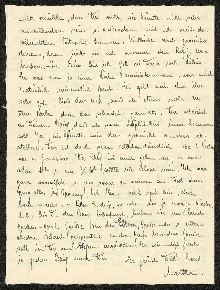 Brev till Ludwig Zethofer från Martha Böhm 1935-10-03