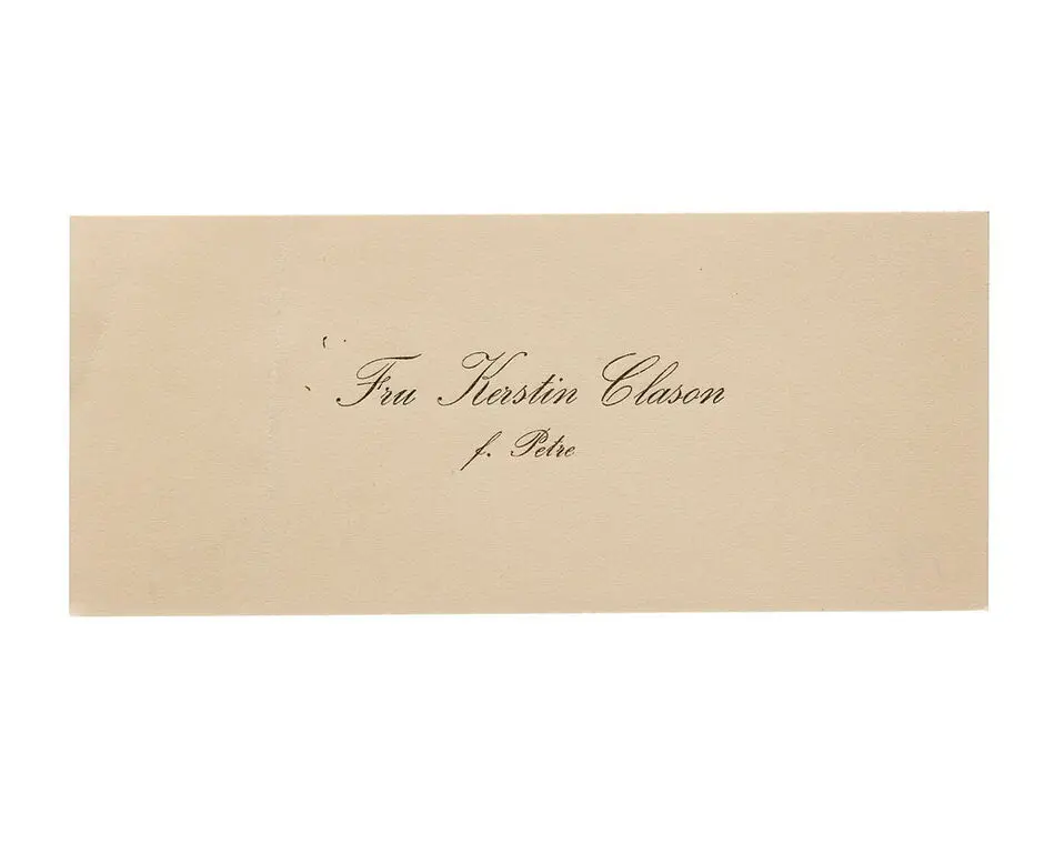 Visitkort från Fru Kerstin Clason f. Petre