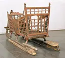 Snidad och målad släde som tillhört rikskanslern greve Axel Oxenstierna (1583-1654).
