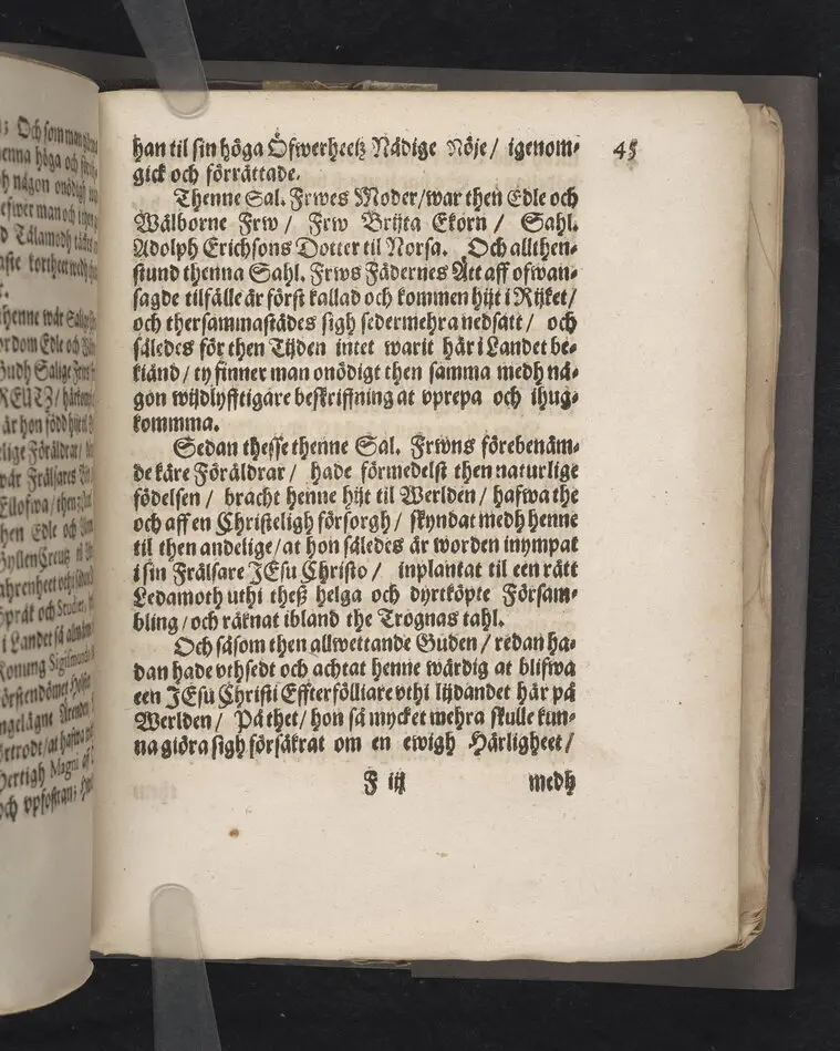 Gudz barns ångest och hugswalelse, kamp och seger beskrefwen uthaf psal. 71. V. 19. 2. och uthi en christelig lijkpredikan, tå then edle och wälborne fru, F. Maria Gyllencreutz til Siggestadh ... uthi Ridderholms kyrkian i Stockholm, åhr MDCLXXX. then sextonde söndagen trinit. hederligen och med wederbörlig prydnad blef begrafwen ... förestäld af Erico Noræo ... Stockholm, tryckt hoos Joh. Georg Eberdt.