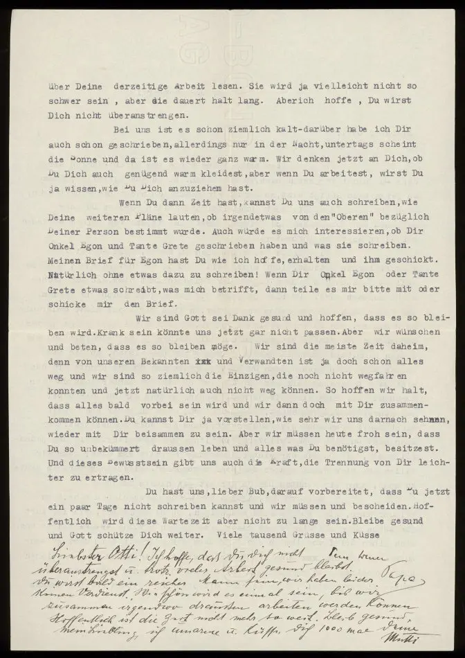 Brev från Elise och Josef Ullmann 1939-09-30