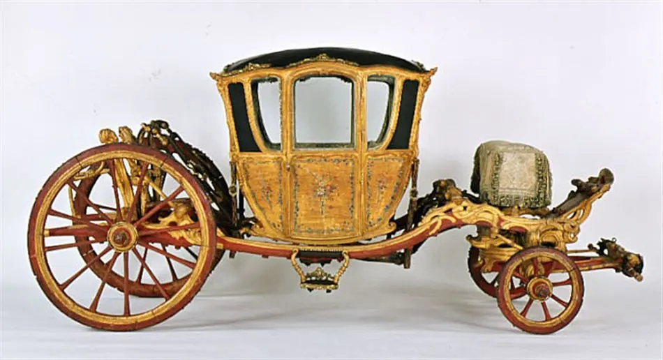 Vagnsmodell, berlinare i rokoko byggd som galavagn, 1750-1760-tal.