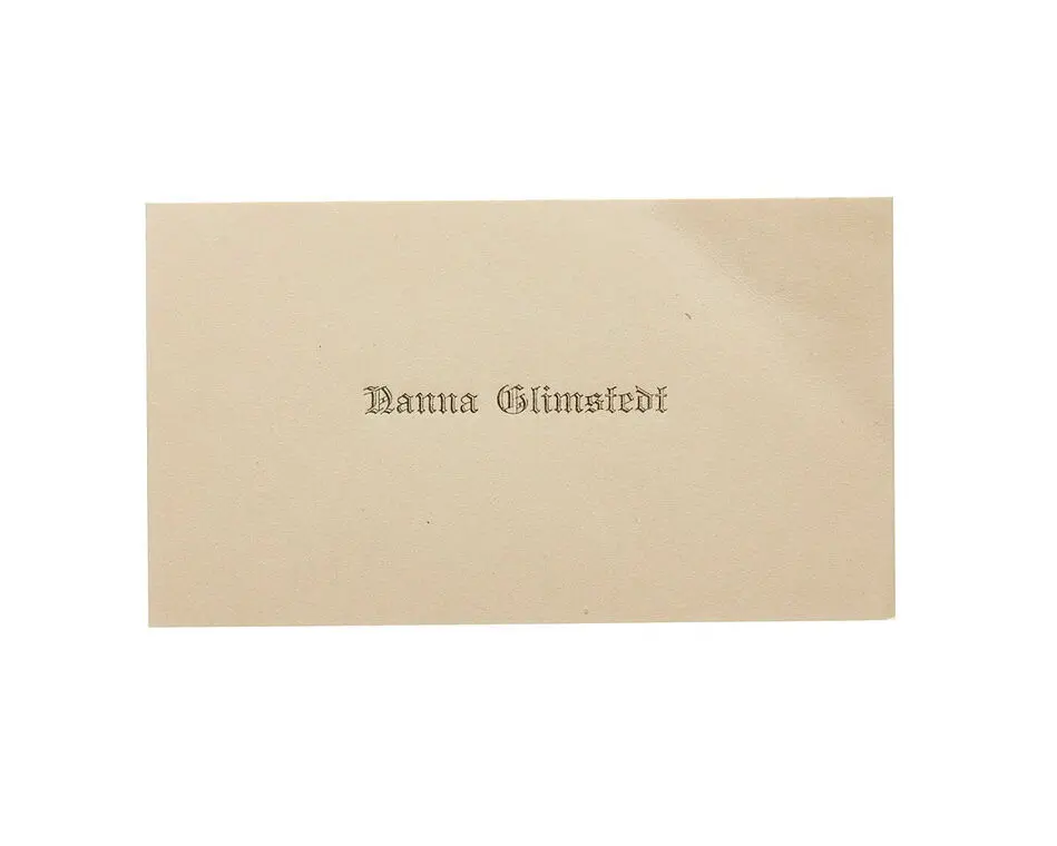 Visitkort från Nanna Glimstedt.