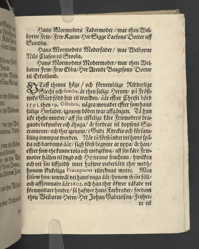 Lijkpredikan, öfwer... Herr Bengt Oxenstierna, Frijherre til Ekebyholm och Söderboo... Vthi Riddarholms Kyrckian, den 6. Augusti åår 1643. Så och en kort Relation, om then salige herrens stora förfarenhet och widt kring om werlden giorda resor... Tryckt aff Henrich Keyser 1644.