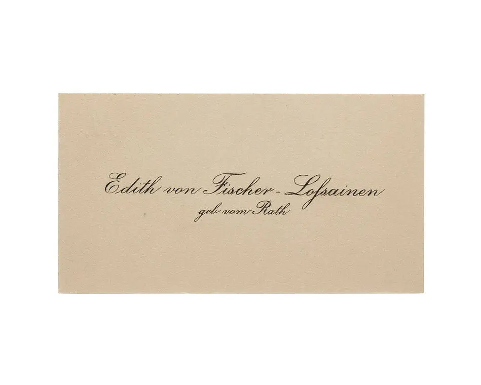 Visitkort från Edith von Fischer-Lossainen, f. vom Rath.