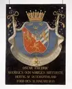 Serafimersköld för konung Oskar II av Sverige som hertig av Östergötland 1829-1859, urspr. upphängd i Riddarholmskyrkan, Stockholm.