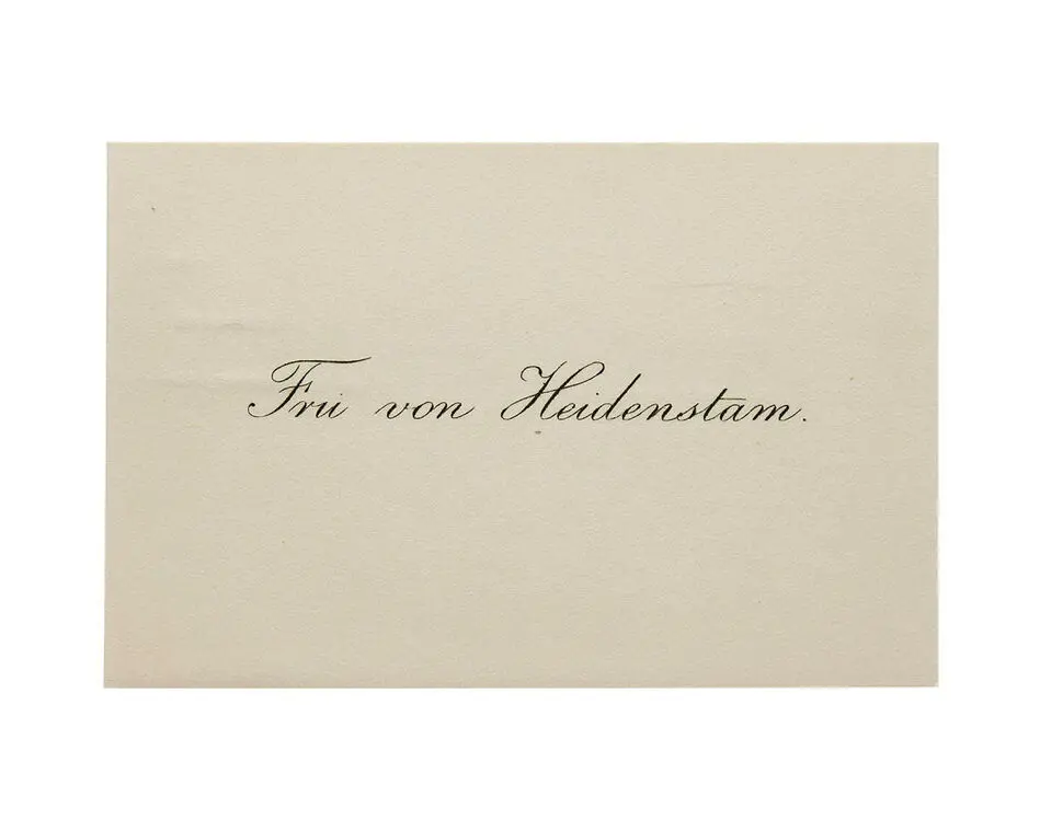 Visitkort från Fru von Heidenstam.