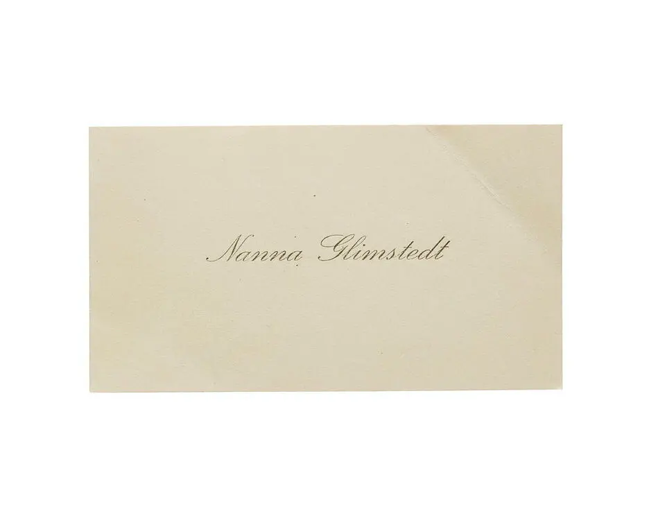 Visitkort från Nanna Glimstedt.