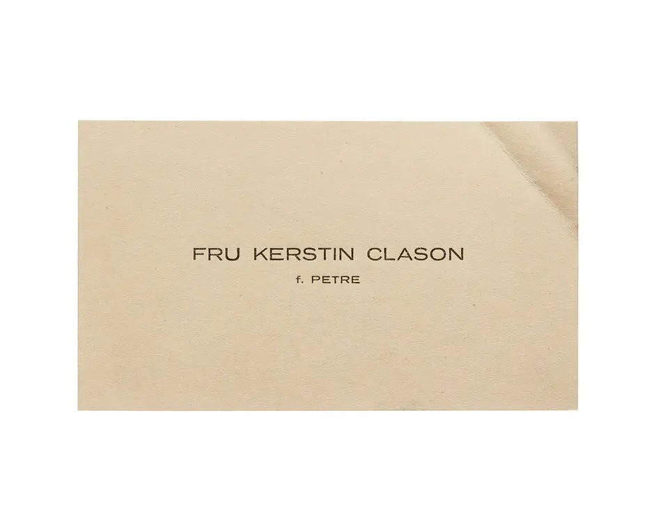 Visitkort från Fru Kerstin Clason f. Petre