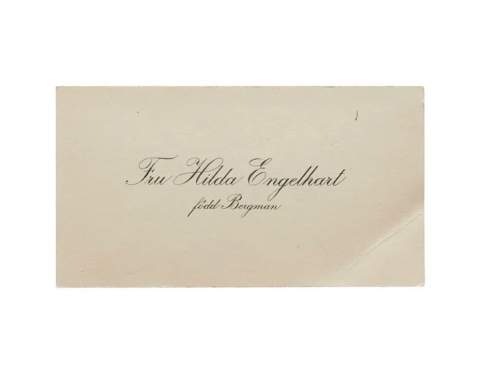 Visitkort från Fru Hilda Engelhart, f. Bergman.
