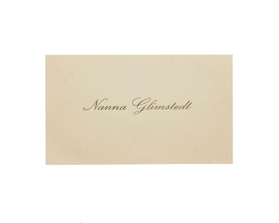 Visitkort från Nanna Glimstedt.