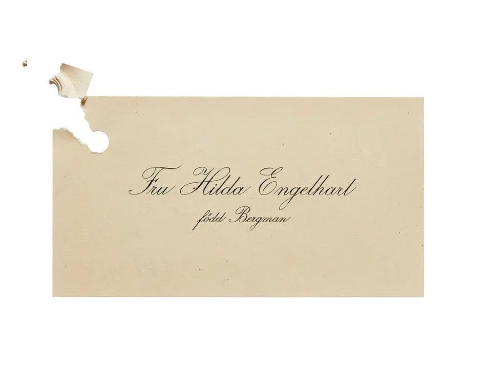 Visitkort från Fru Hilda Engelhart, f. Bergman.