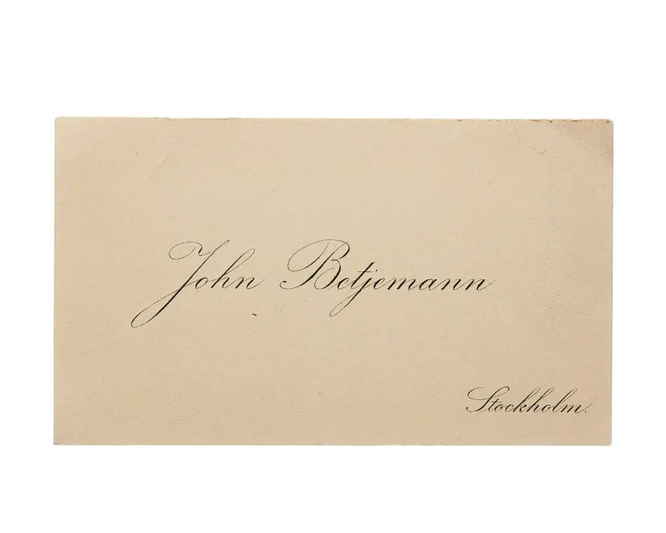 Bild på Visitkort från John Betjemann.
