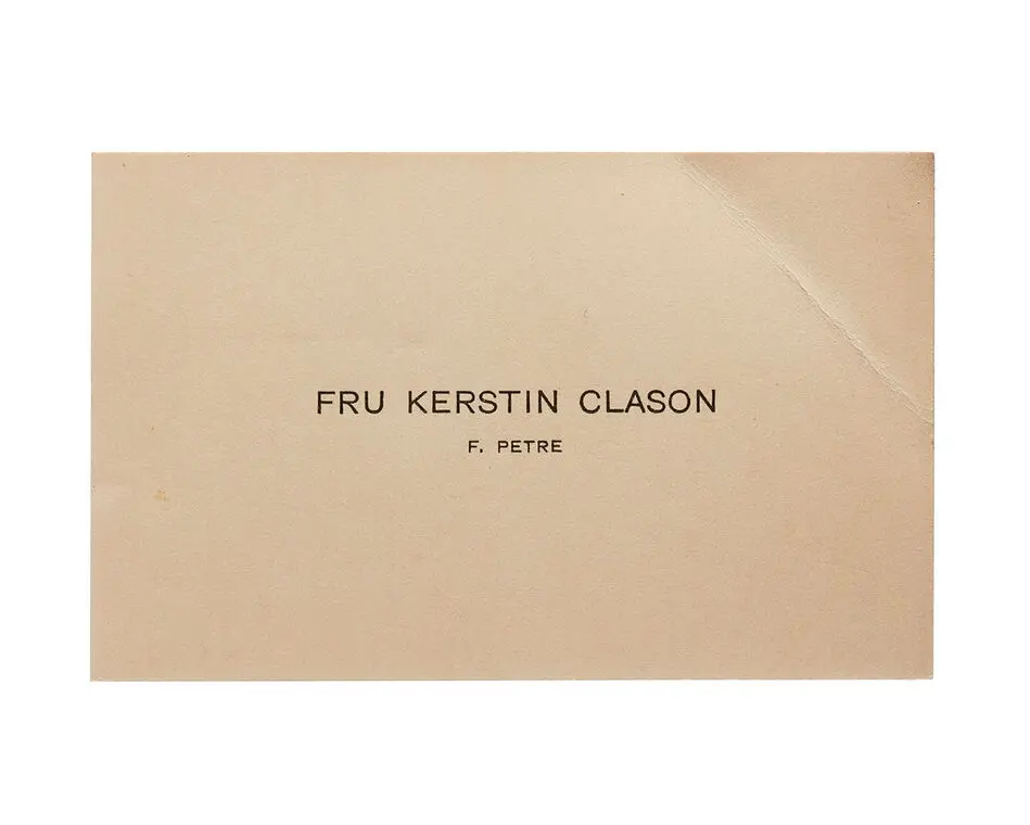 Visitkort från Fru Kerstin Clason f. Petre
