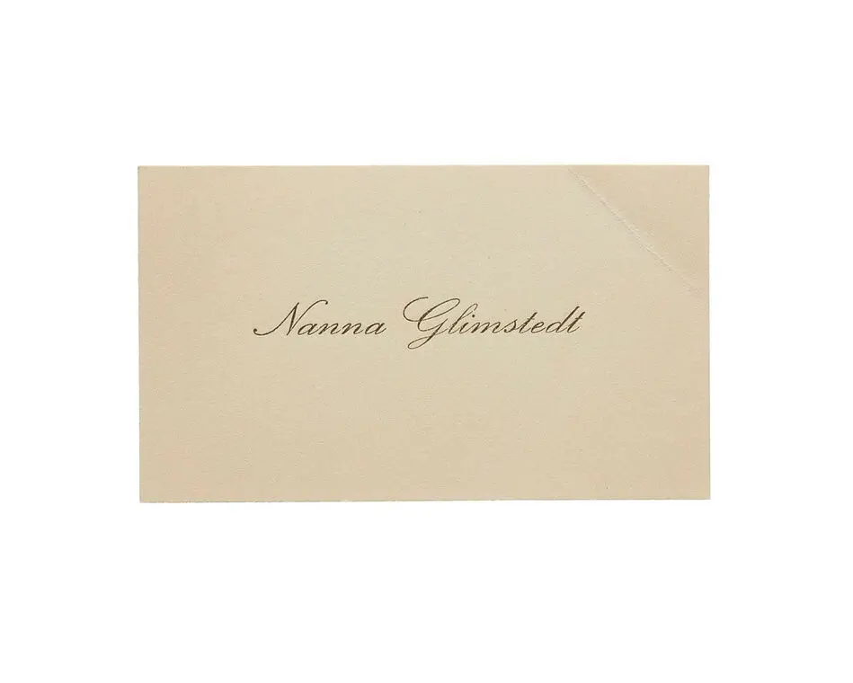 Visitkort från Nanna Glimstedt.