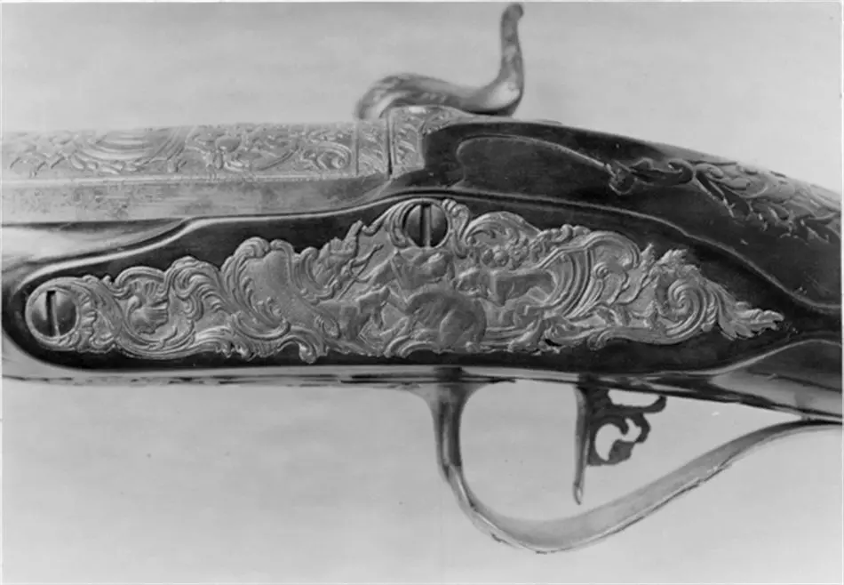 Flintlåsbössa, Jacob Nussbaum, Stockholm, 1780-talet, låset ändrat till slaglås.