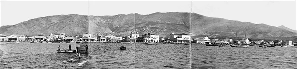 Fotografi. Panorama över Volos, Grekland.