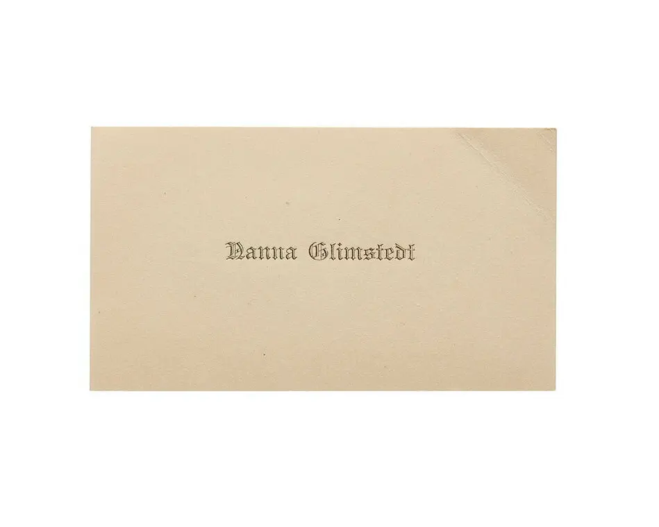 Visitkort från Nanna Glimstedt.