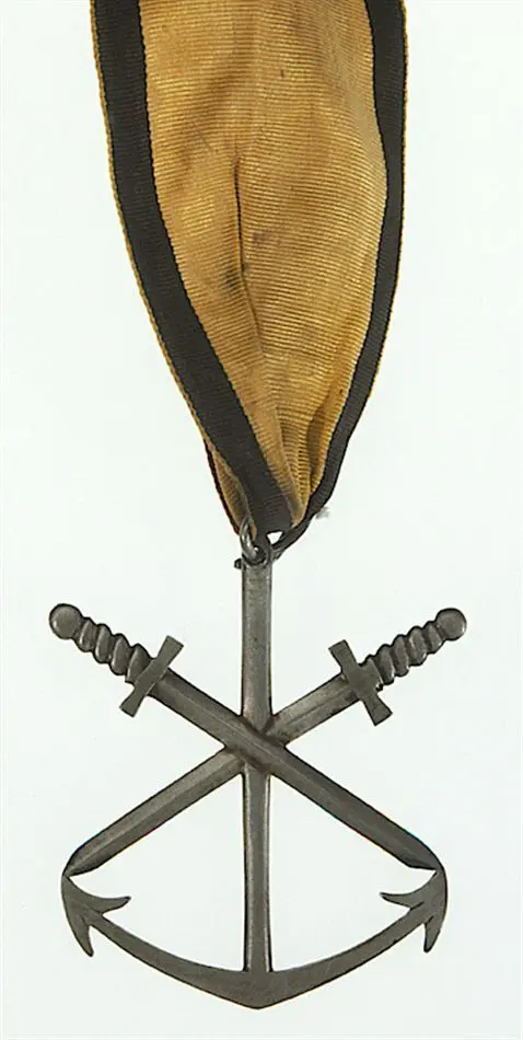 Bild på Flottans distinktionstecken, det s.k. Hoglandstecknet, lägre graden, Sverige 1789.