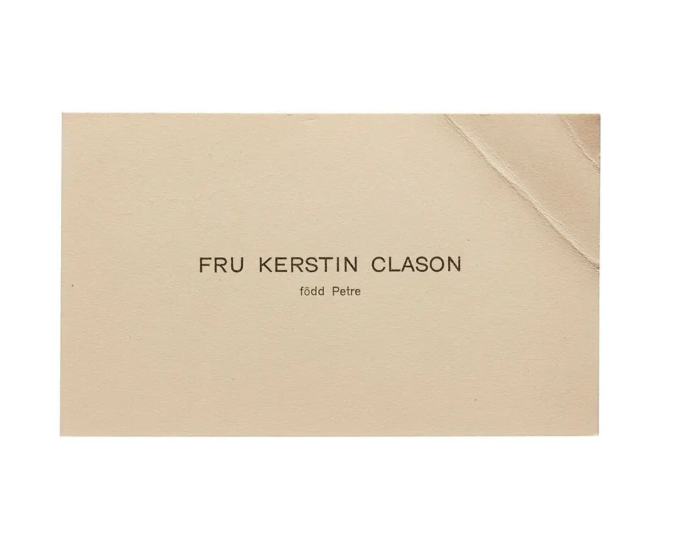 Visitkort från Fru Kerstin Clason f. Petre