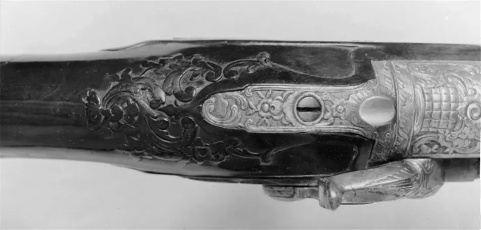 Flintlåsbössa, Jacob Nussbaum, Stockholm, 1780-talet, låset ändrat till slaglås.
