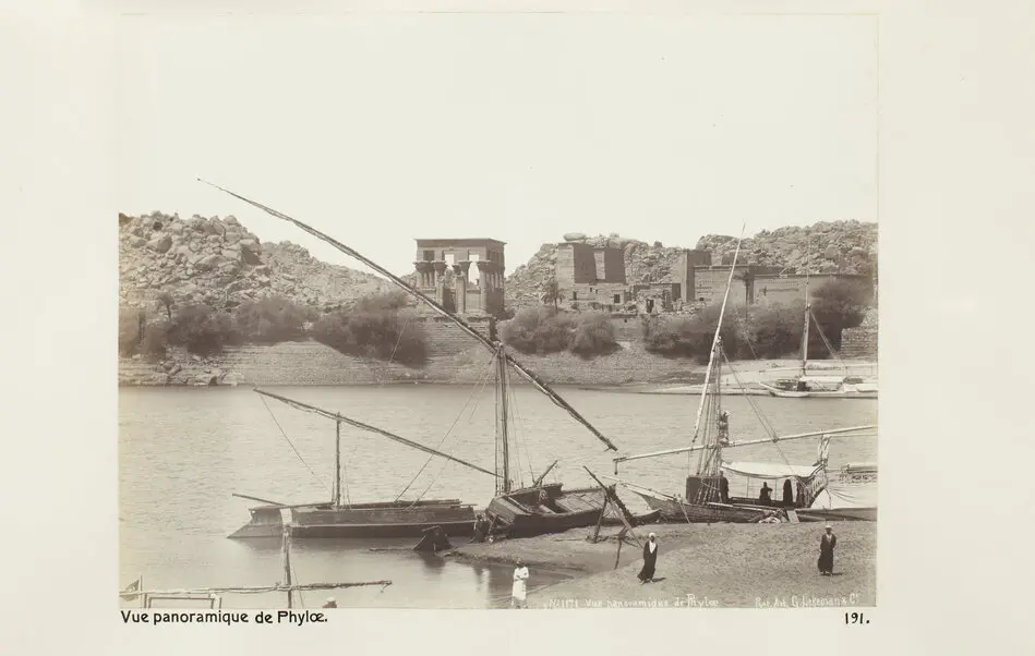 Bild på Fotografi. Panorama över ön File (Philae) utanför Assuan, Egypten.