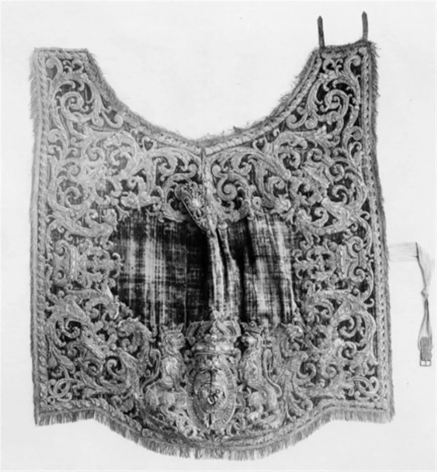 Handhästtäcke till handhäst ur Ludvig XIV:s gåva till Karl XI 1673, den s.k. franska gåvan.