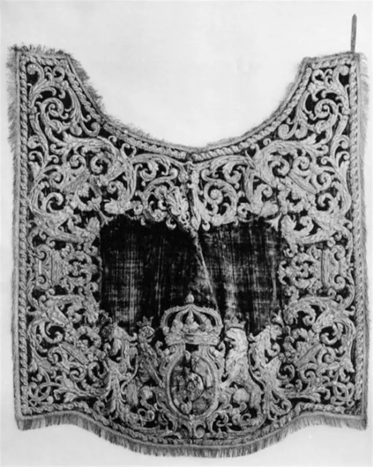 Handhästtäcke till handhäst ur Ludvig XIV:s gåva till Karl XI 1673, den s.k. franska gåvan.
