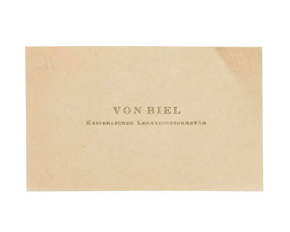 Bild på Visitkort från Röttcher von Biel, Kaiserlicher Legationssekretär.