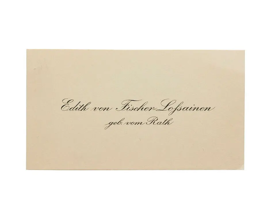 Visitkort från Edith von Fischer-Lossainen, f. vom Rath.