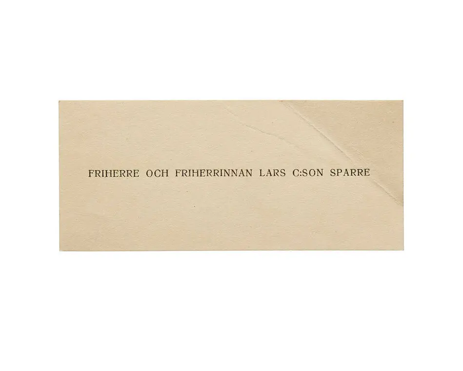 Visitkort från Friherre Lars C:son Sparre och Friherrinan Sparre.