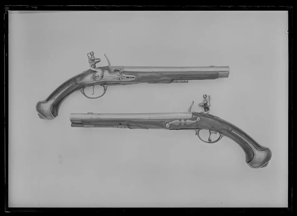 Flintlåspistol m: 1717 för Livskvadronen, Sverige (avkortad), tillverkad i Örebro.