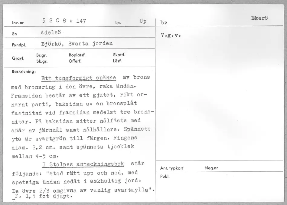 Tungformigt spänne