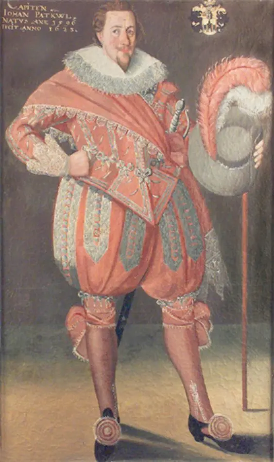 Bild på Johan Patkull , f. 1596 , kapten.
Tempera på duk.
