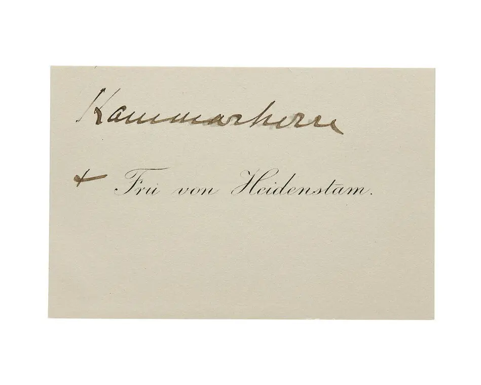 Visitkort från Fru von Heidenstam.