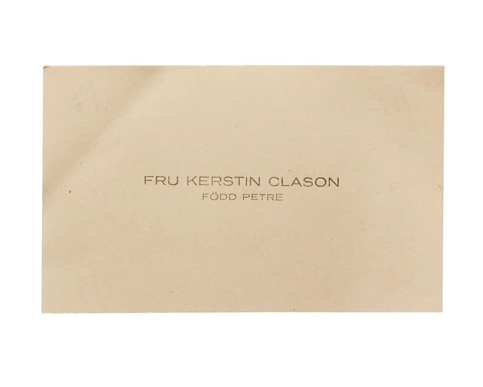 Visitkort från Fru Kerstin Clason f. Petre