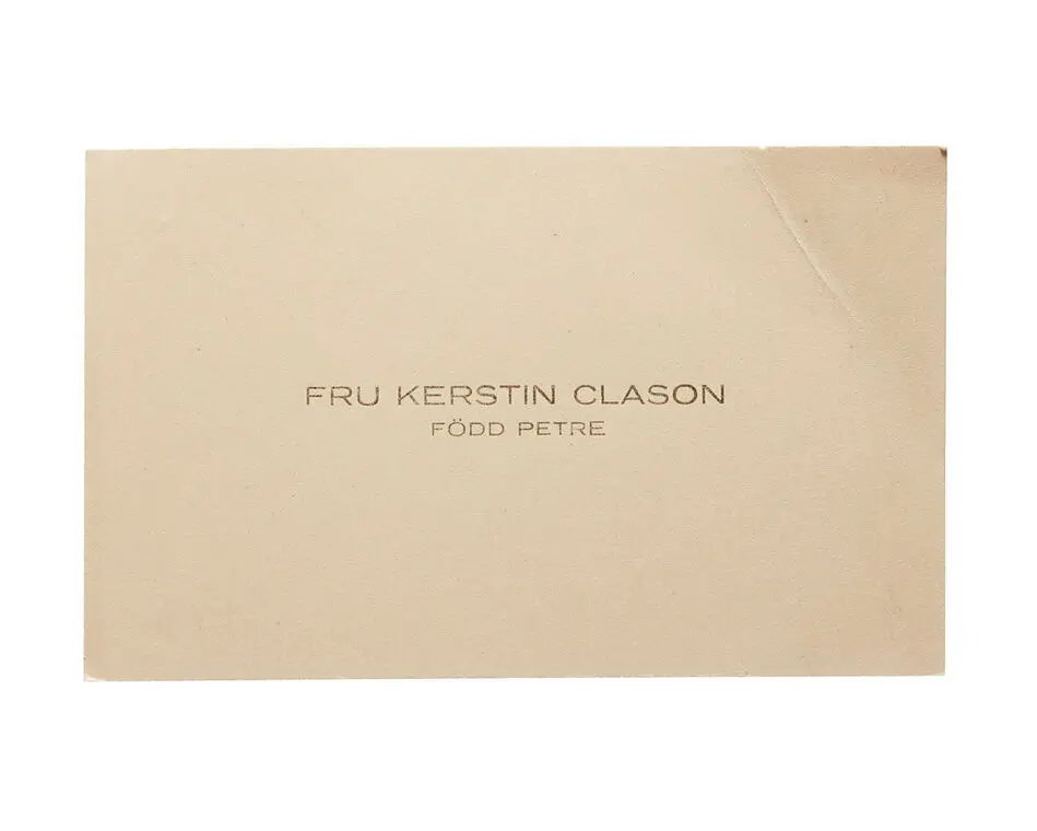 Visitkort från Fru Kerstin Clason f. Petre
