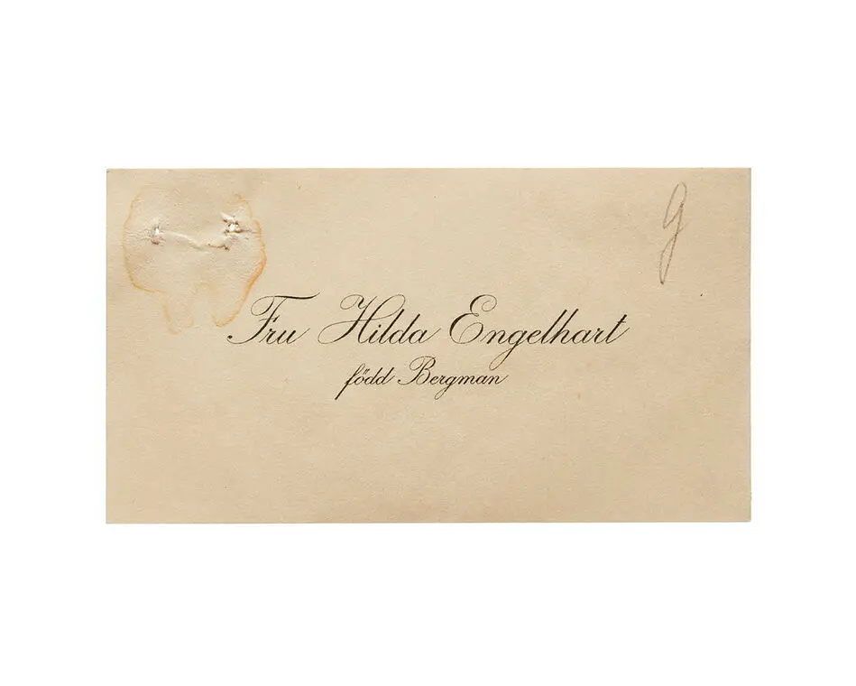 Visitkort från Fru Hilda Engelhart, f. Bergman.