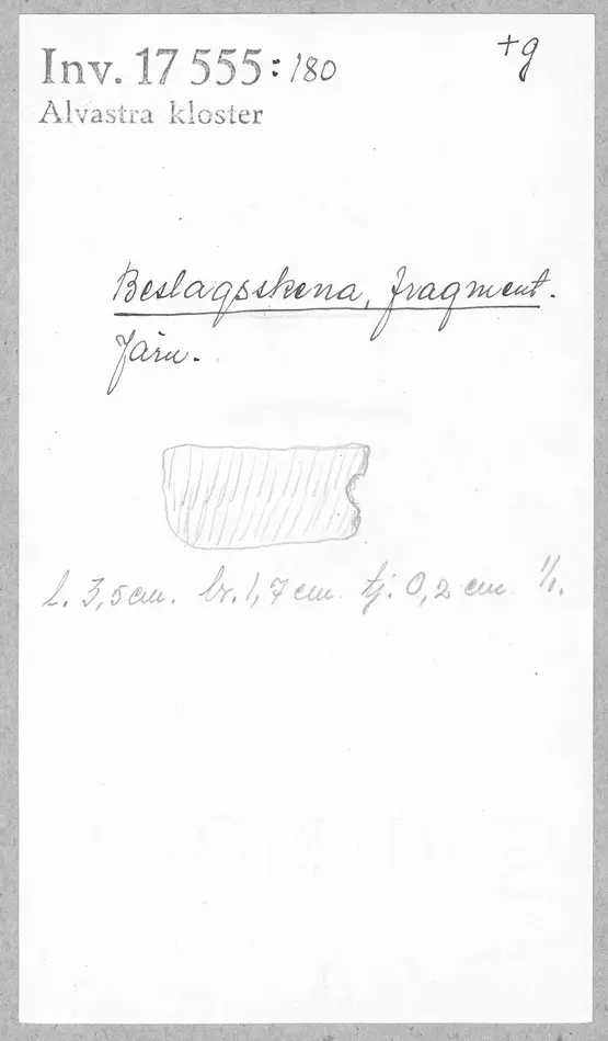 Bild på beslagsskena, Skena, Fragment