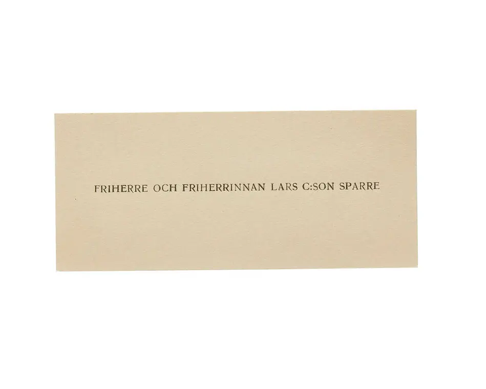 Visitkort från Friherre Lars C:son Sparre och Friherrinan Sparre.