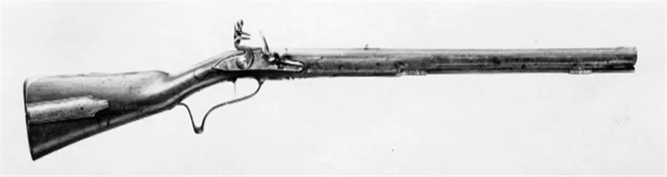Flintlåsstudsare, möjligen tillverkad i Sestrorezk (Systerbäck) 1700-talets andra hälft (jfr nr 11.435)