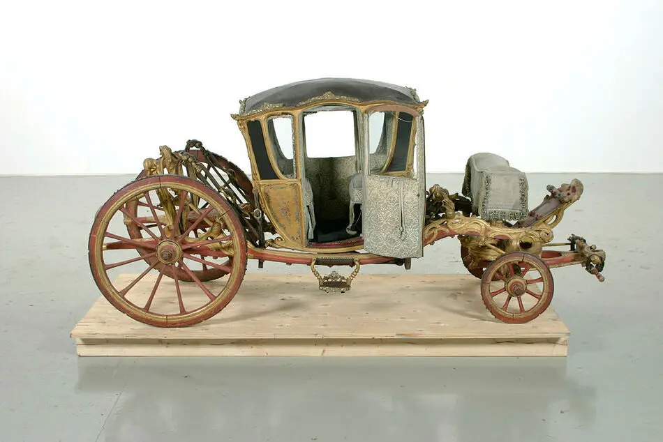 Vagnsmodell, berlinare i rokoko byggd som galavagn, 1750-1760-tal.