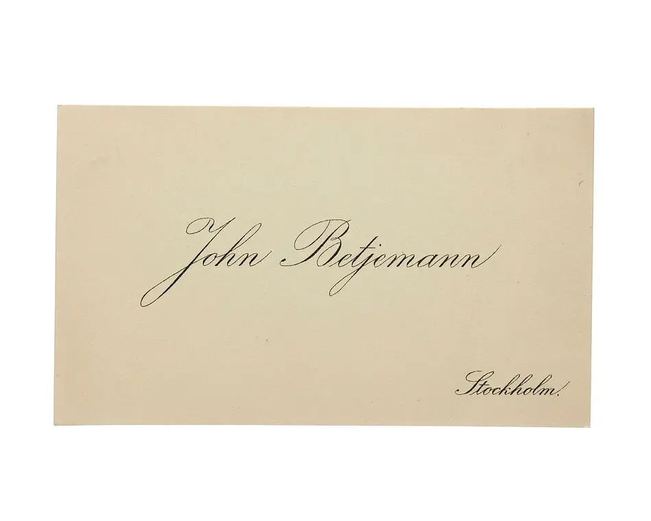 Visitkort från John Betjemann.