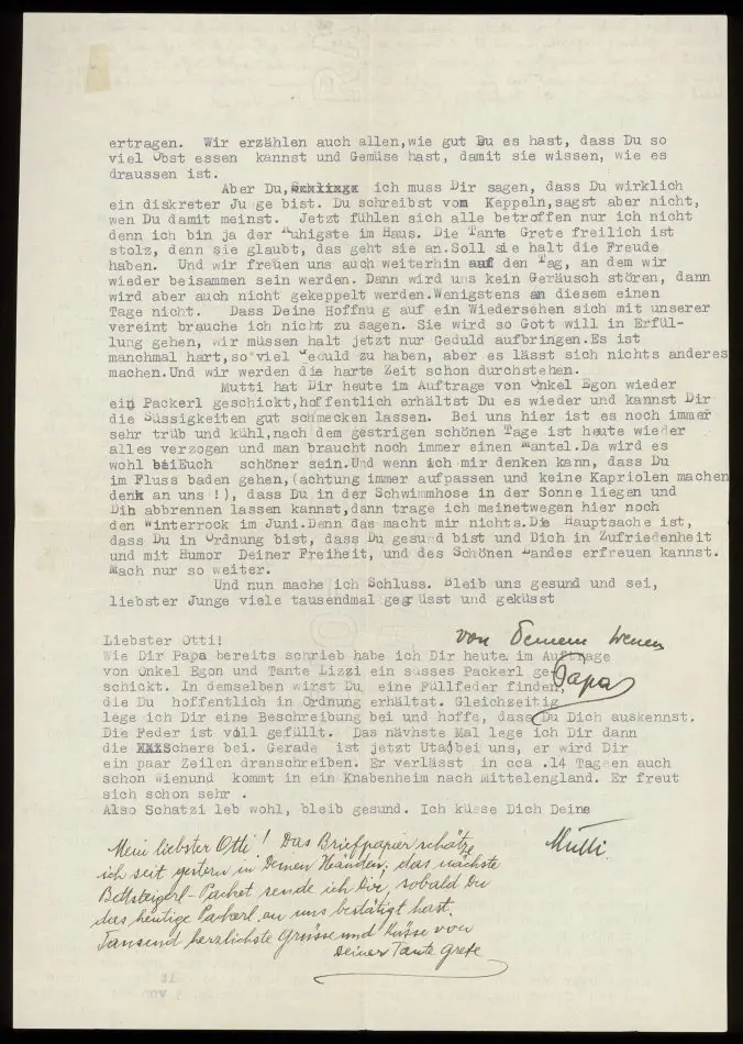 Brev från Elise, Josef Ullmann, Grete Kollmann och Ernst 1939-05-31