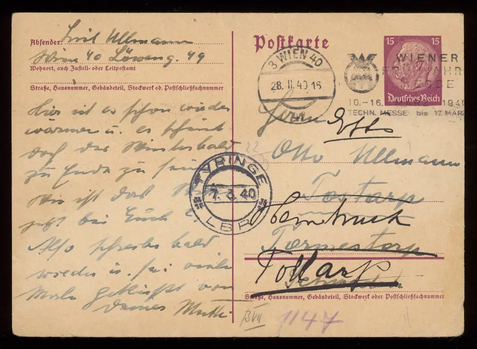 Brev från Elise och Josef Ullmann 1940-02-28