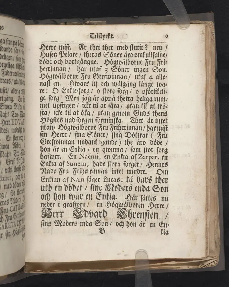 Asylum christianorum, eller The christnas tilflycht, betrachtat uti en enfaldig och gudelig lijk-predikan, i anledning af psalmen Davids 27. v. 5. öfwer hans kongl. may:tz wår allernådigste konungs tro-tienare ... nu hos Gud ewinnerligen salige, hr. Edvard Ehrensteen ... uti många höga personers, samt en ansenlig församlings närwaro, hållen i Öster Åkers kyrckia, den 29 jan. 1712. Af Gustaf Hallman ... Stockholm, hos Joh. Henr. Werner, kongl. may:tz och Upsala acad. boktr. 1713.